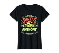 Santa's Favorite Anthony Christmas Anthony Name Personalized Value Graphic T-Shirt, Women, Black, M