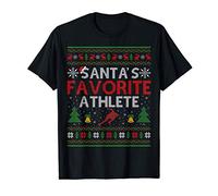 Santa's Favorite Athlete Xmas Gift Ugly Athlete Christmas T-Shirt