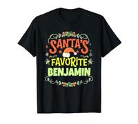 Santa's Favorite Benjamin Christmas Benjamin Name Value Graphic T-Shirt, Men, Black, M