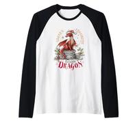 Santa's Favorite Book Dragon Design Art Raglan Baseball Tee