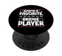 Santas Favorite Bridge Player Card Game Xmas Christmas PopSockets Adhesive PopGrip