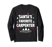 Santa's Favorite Carpenter Funny Holiday Christmas Pajamas Long Sleeve T-Shirt