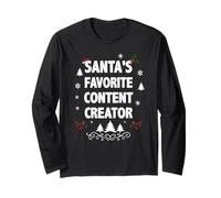 Santa's Favorite Content Creator Funny Christmas Pajamas Long Sleeve T-Shirt