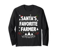 Santa's Favorite Farmer Funny Holiday Christmas Pajamas Long Sleeve T-Shirt