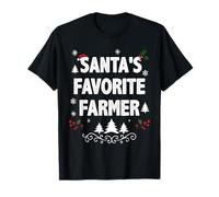 Santa's Favorite Farmer Funny Holiday Christmas Pajamas T-Shirt