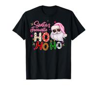 Santa's Favorite Ho Ho Ho Santa Claus Pink Christmas Apparel T-Shirt