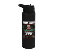 Santa's Favorite Jesse Funny Christmas Jesse Name Stainless Steel Insulated Water Bottle
