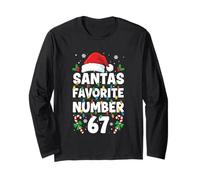 Santas Favorite Number 67 Six Seven Christmas 67 Meme Long Sleeve T-Shirt