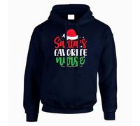 Santas Favorite Nurse Christmas Mens Hoodie Festive Retro Holiday Cheer Gift Hoody Navy Blue - XX-Large