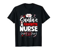 Santas Favorite Nurse Christmas Xmas Nursing Scrub Top Women T-Shirt