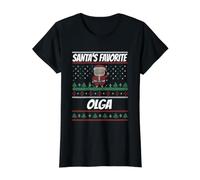 Santa's Favorite OlgaFunny Christmas Olga Name Personalized Value Graphic T-Shirt, Women, Black, M