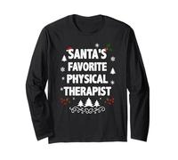 Santa's Favorite Physical Therapist Funny Christmas Pajamas Long Sleeve T-Shirt