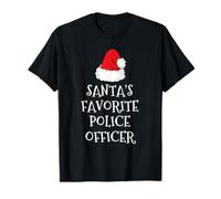 Santa's Favorite Police Officer Christmas Hat Funny Xmas Cop T-Shirt