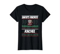 Santa's Favorite RachelFunny Christmas Rachel Name Value Graphic T-Shirt, Women, Black, S
