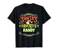 Santa's Favorite Randy Christmas Randy Name Personalized Value Graphic T-Shirt, Men, Black, L