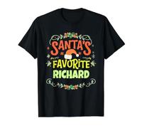 Santa's Favorite Richard Christmas Richard Name Personalized Value Graphic T-Shirt, Men, Black, XL
