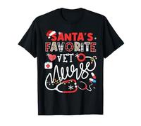 Santa's Favorite Vet Nurse Christmas Lights Leopard T-Shirt