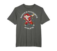 Santa's Favourite Athlete Athletics Dabbing Santa T-Shirt, Men's Big and Tall, Asphalt Grey, 2X Tall
