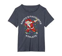 Santa's Favourite Athlete Athletics Dabbing Santa T-Shirt, Women's Plus, Heather Blue, 2X
