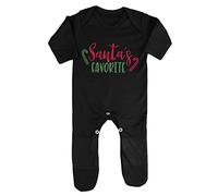 Santa's Favourite - Candy Cane Style Baby Romper Jumpsuit with feet, 3-6 Months, Black