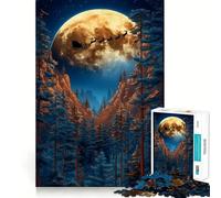 Santa's Flight Through Forest 1000 Piece Jigsaw Puzzles for Adults Improve Memory Anxiety Relief Sharp Edge Wall Art Decor (50x75cm)
