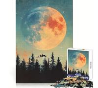 Santa's Flight Under Giant Moon Christmas 1000 Piece Jigsaw Puzzles for Adults Mind Skill Toy Casual Relax Design Assembly Art Collection Piece (50x75cm)