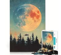 Santa's Flight Under Giant Moon Christmas 1000 Piece Jigsaw Puzzles for Teenagers Jigsaw Logic Train Toy Stress Relief Smooth Cut Memorable Gift (38x52cm)