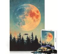 Santa's Flight Under Giant Moon Christmas 1000 Piece Jigsaw Puzzles for Teenagers Jigsaw Logic Train Toy Stress Relief Smooth Cut Memorable Gift (38x52cm)