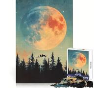 Santa's Flight Under Giant Moon Christmas Jigsaw Puzzles 1000 Piece for Teenagers Mental Logic Toy Calm Escape Fine Edge Art Collectible (38x26cm)
