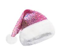 Santa's Hat | Glittering Christmas Hat With Plush Edge | Headwear For Winter Party Celebration New Year Festival | Festivities Stage Performances Photo Loft Accessory Dress Up Party