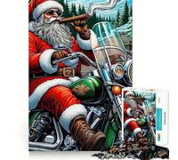 Santas Hog Ride 1000 Pieces Jigsaw Puzzles for Adults Mind Puzzle Soft Relax Image Assembly Santa Wish Item (38x26cm)