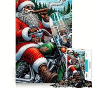Santas Hog Ride Jigsaw Puzzles for Adults 1000 Pieces Clear Logic Toy Quiet Hobby Perfect Cut Stylish Gift (38x52cm)