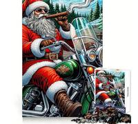 Santas Hog Ride Jigsaw Puzzles for Adults 1000 Pieces Clear Logic Toy Quiet Hobby Perfect Cut Stylish Gift (38x52cm)