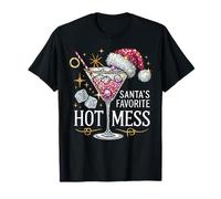 Santa's Hot Mess Drinking Holiday Xmas Martini Margarita T-Shirt