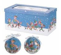 Santa's House Christmas Baubles Diameter 7.5 cm Shiny in Gift Box Set of 12