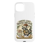 Santas Least Trusted Employee Funny Raccoon Christmas Cookie Case for iPhone 15 Plus