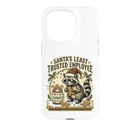 Santas Least Trusted Employee Funny Raccoon Christmas Cookie Case for iPhone 15 Pro