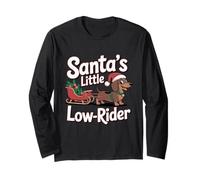 Santa's Little Rider Sleigh Pulling Dachshund Christmas Dog Long Sleeve T-Shirt