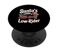 Santa's Little Rider Sleigh Pulling Dachshund Christmas Dog PopSockets Adhesive PopGrip