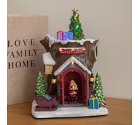 Santas Lodge Christmas Village Scene with 10 Multi-Coloured LEDs