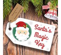 Santas Magic Key Labels Tags for Funny Christmas Kids Activity and Schools, DIY Xmas Stocking fillers Santa's Key 250gsm (50)