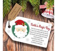 Santas Magic Key Labels Tags for Funny Christmas Kids Activity and Schools, DIY Xmas Stocking fillers Santa's Key 250gsm (100)