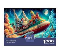 Santa's Magical Ride 1000 Piece Cardboard Airship Santa Jigsaw Puzzle Set Family Puzzle Group Concentration Training Puzzle Must-have Gift Set 38x26cm/1000pcs