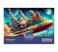 Santa's Magical Ride 1000 Piece Jigsaw Puzzles Fantasy Airship in Sky for Adults Educational Game Beautiful Decoration Challenge High Difficulty Birthday Gifts 70x50cm/1000pcs