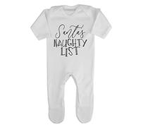 Santa's Naughty List Baby Romper Jumpsuit with feet, 0-3 Months, White