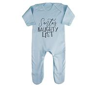 Santa's Naughty List Baby Romper Jumpsuit with feet, 6-12 Months, Pastel Blue