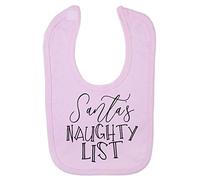 Santa's Naughty List Cotton Baby bib - Pastel Pink
