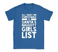 Santa's Naughty List Mens T-Shirt Medium Blue Funny Rude Christmas Offensive Dad Joke Gift