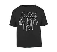 Santa's Naughty List Short Sleeve Cotton Toddler t Shirt, 3-4 Years, Black