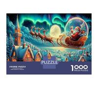 Santa's Night Flight Jigsaw Puzzle Deer Cart 1000 Pieces for Seniors Brain Training Ctivity 70x50cm/1000pcs